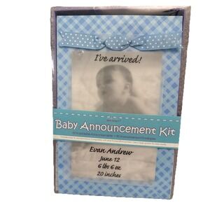 Baby‎ Shower Gingham Argyle Plaid Party Cards Birth Announcement Kit Blue NIB